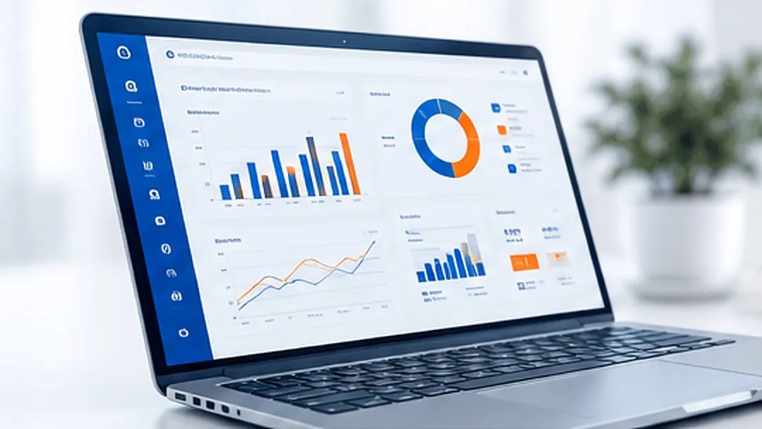 Laptop showing a financial reporting dashboard
